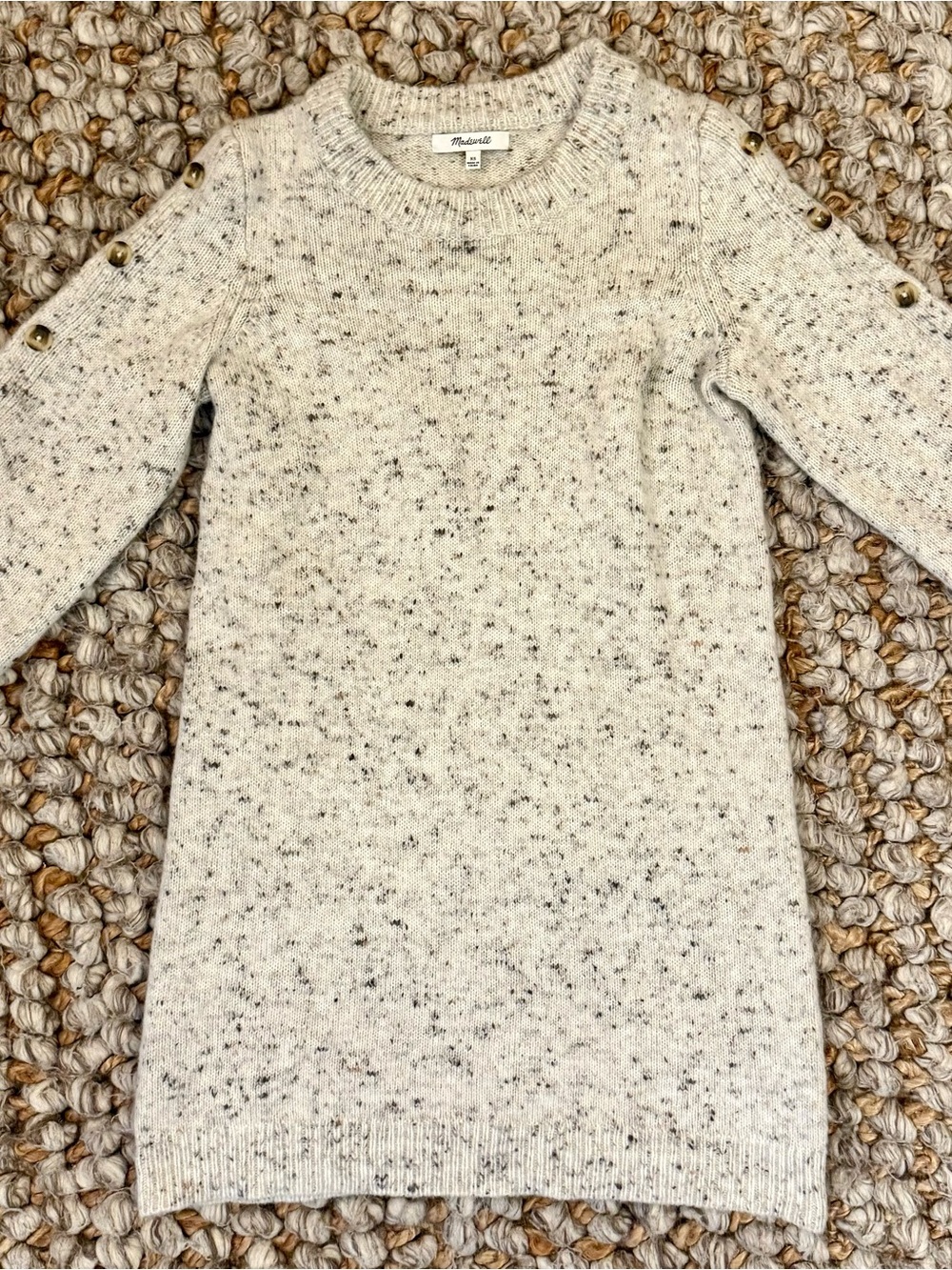 Madewell Donegal Button Sleeve Wool Bend Sweater Dress